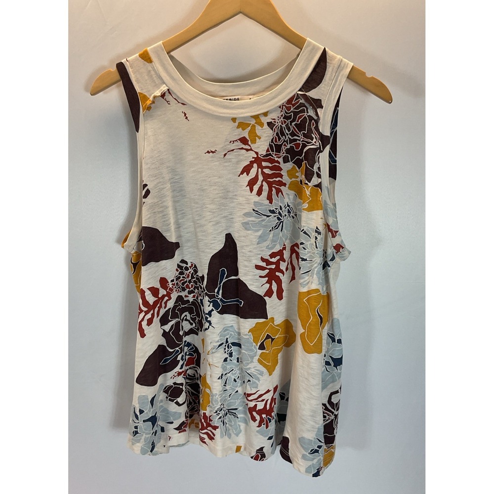 Stateside Floral Sleeveless Tank Top in Cream, Mustard, Rust & Navy